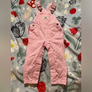 EUC Vintage Oshkosh B’Gosh Pink Seersucker Heart Overalls